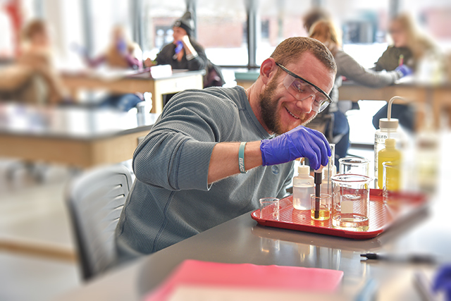 Student in chemistry lab