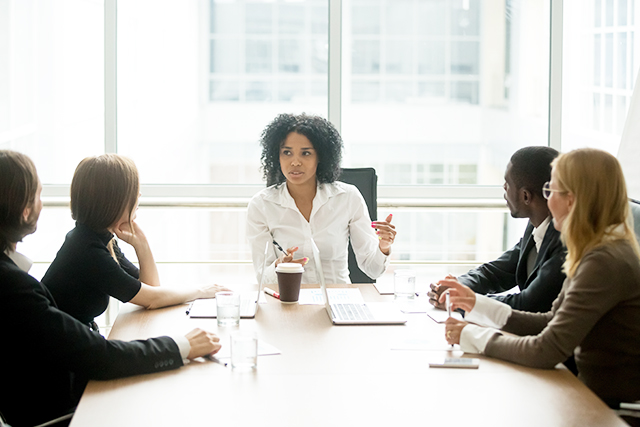 Business manager leading a meeting