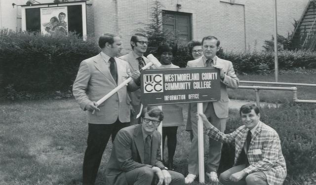 An early sign (and logo!) at the Youngwood campus.