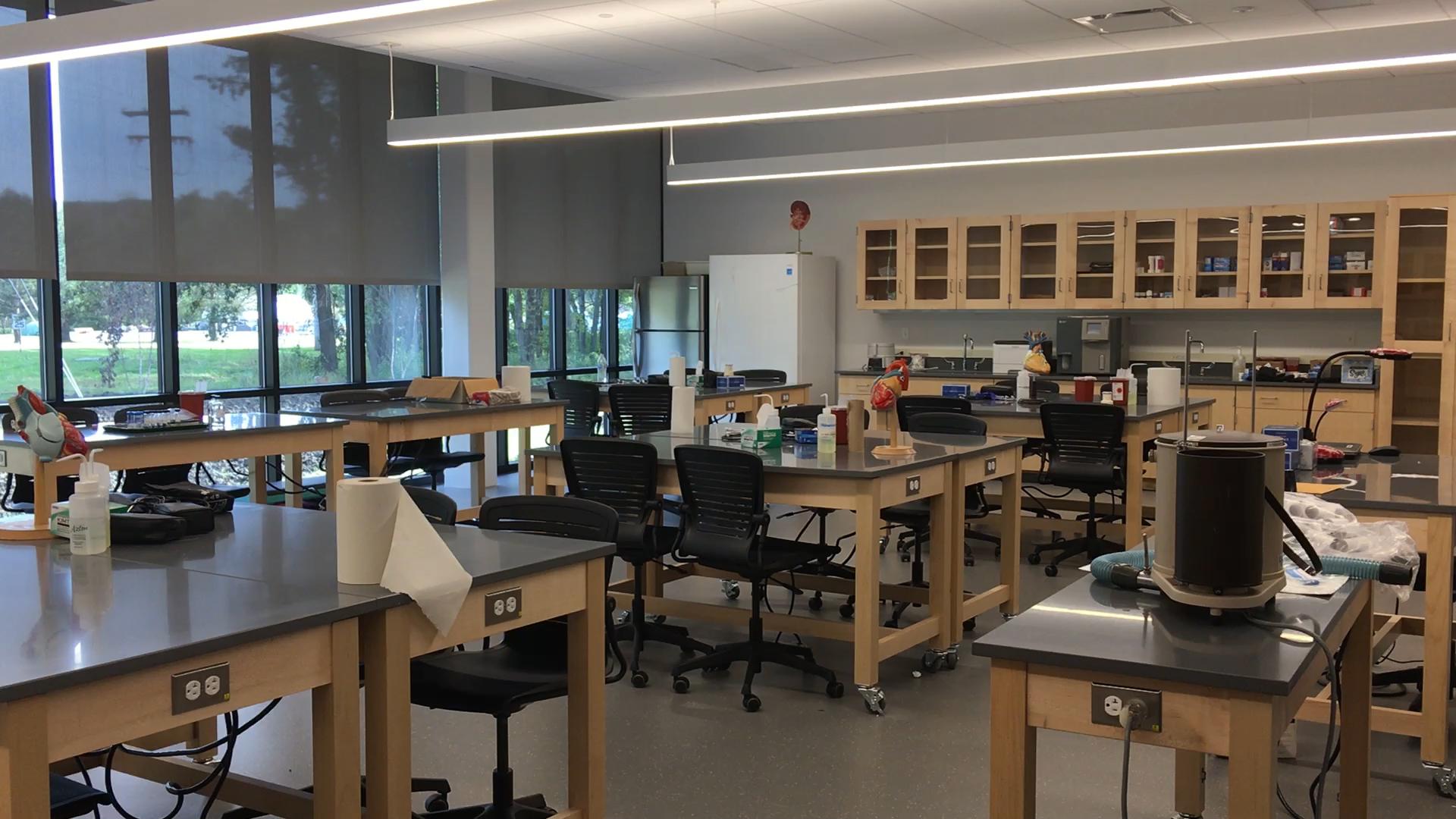 Inside an anatomy and physiology lab.