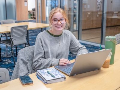 Female student with laptop