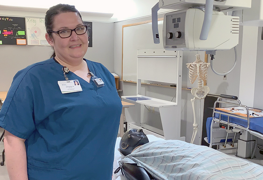 Krystal Boswell in the Radiology Technology lab