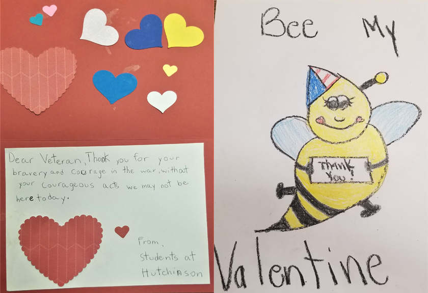 Samples of children's Valentines for Veterans