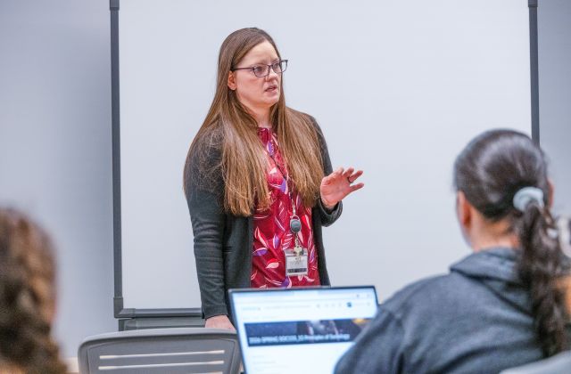 A sociology class with Dr. Kacy Crowley