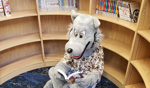 Westly Wolf at the library